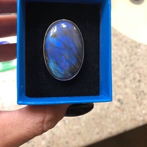 Labradorite sterling silver statement ring